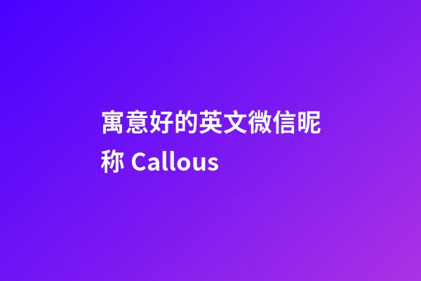 寓意好的英文微信昵称 Callous